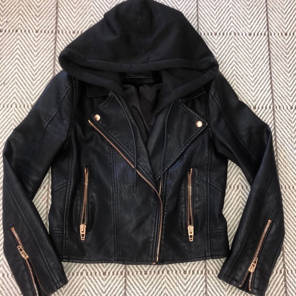 Blank NYC Jackets & Blazers - Blank NYC Black Hooded Leather Jacket